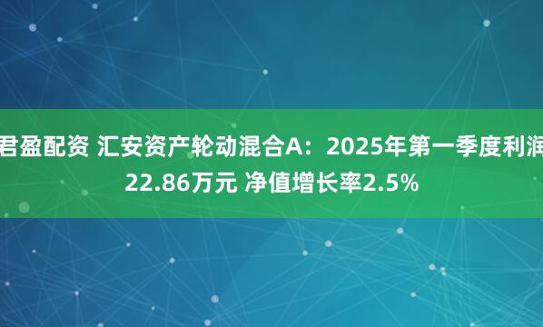 君盈配资 汇安资产轮动混合A：2025年第一季度利润22.86万元 净值增长率2.5%